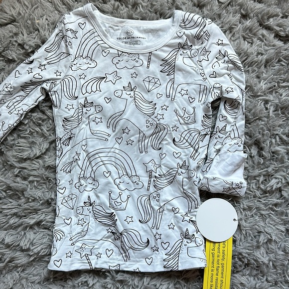 New Caden Lane Color Me Pajamas 2 Piece Set Enchanted Unicorns. Size 4T - Picture 2 of 8